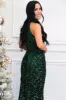 Holiday Season High Neck Sequin Midi Dress: Hunter Green sold by Bella and Bloom