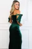 Marley Velvet Off Shoulder Bow Maxi Dress: Emerald sold by Bella and Bloom