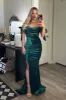 Marley Velvet Off Shoulder Bow Maxi Dress: Emerald sold by Bella and Bloom