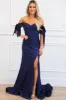 Southern Class Bow Sleeve Formal Dress: Navy sold by Bella and Bloom