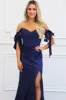 Southern Class Bow Sleeve Formal Dress: Navy sold by Bella and Bloom