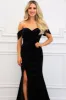 Winona Velvet Bustier Off Shoulder Maxi Dress: Black sold by Bella and Bloom