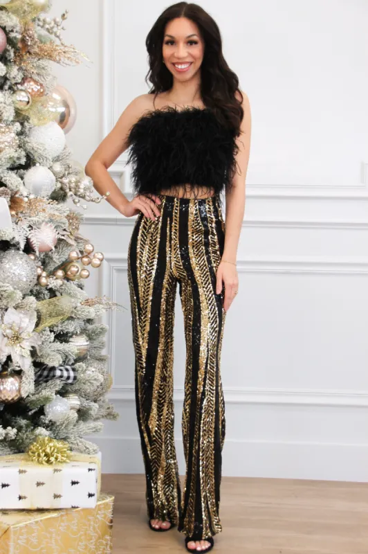 Ruffle Your Feathers Crop Top: Black sold by Bella and Bloom
