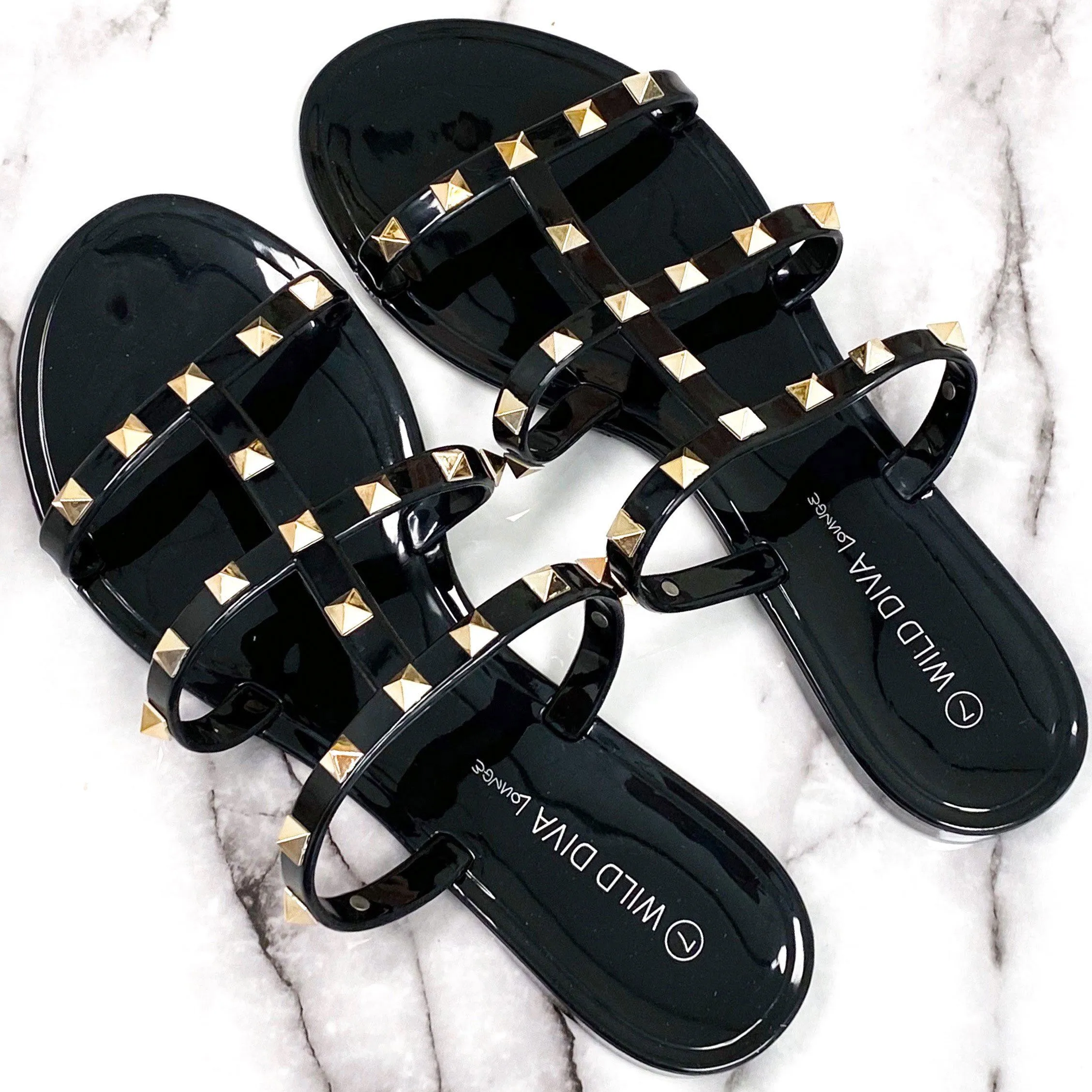 RESTOCK: Savannah Studded Jelly Sandals: Black sold by Bella and Bloom