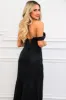 Tyla One Shoulder Satin Bustier Slit Formal Dress: Black sold by Bella and Bloom