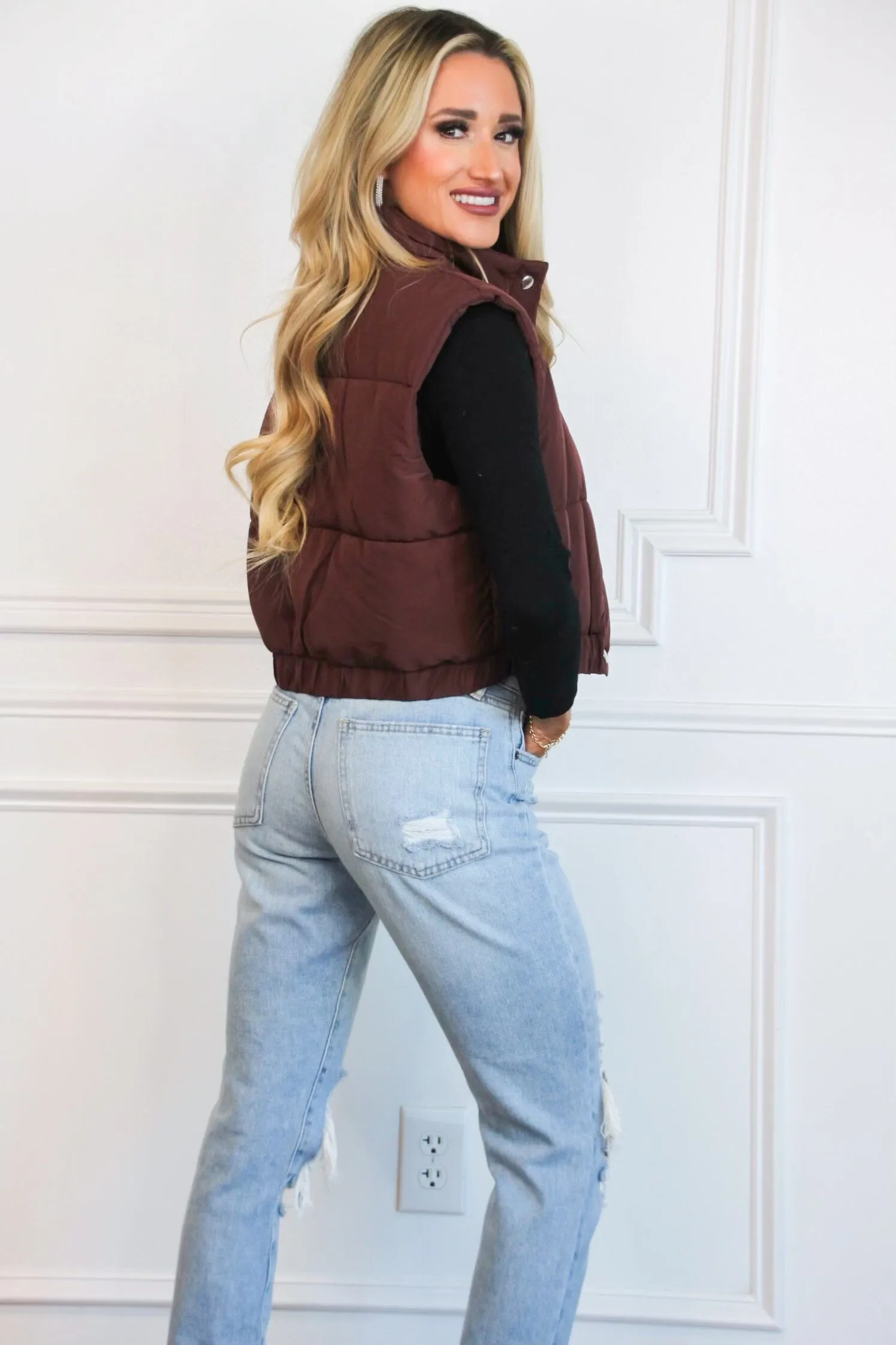 Denver Puffer Vest: Chocolate Maroon sold by Bella and Bloom product image thumbnail 2