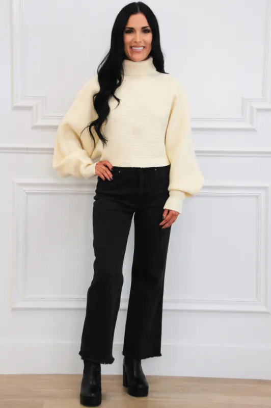 Mazarina Turtleneck Cropped Sweater: Cream sold by Bella and Bloom