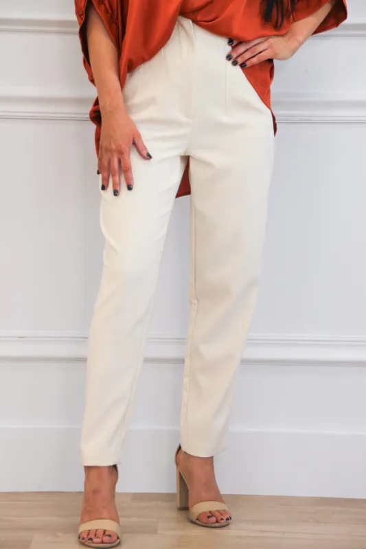 Take the Lead High Waisted Pants: Ivory sold by Bella and Bloom