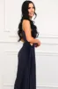 Novelle One Shoulder Pleated Asymmetrical Maxi Dress: Midnight Blue sold by Bella and Bloom