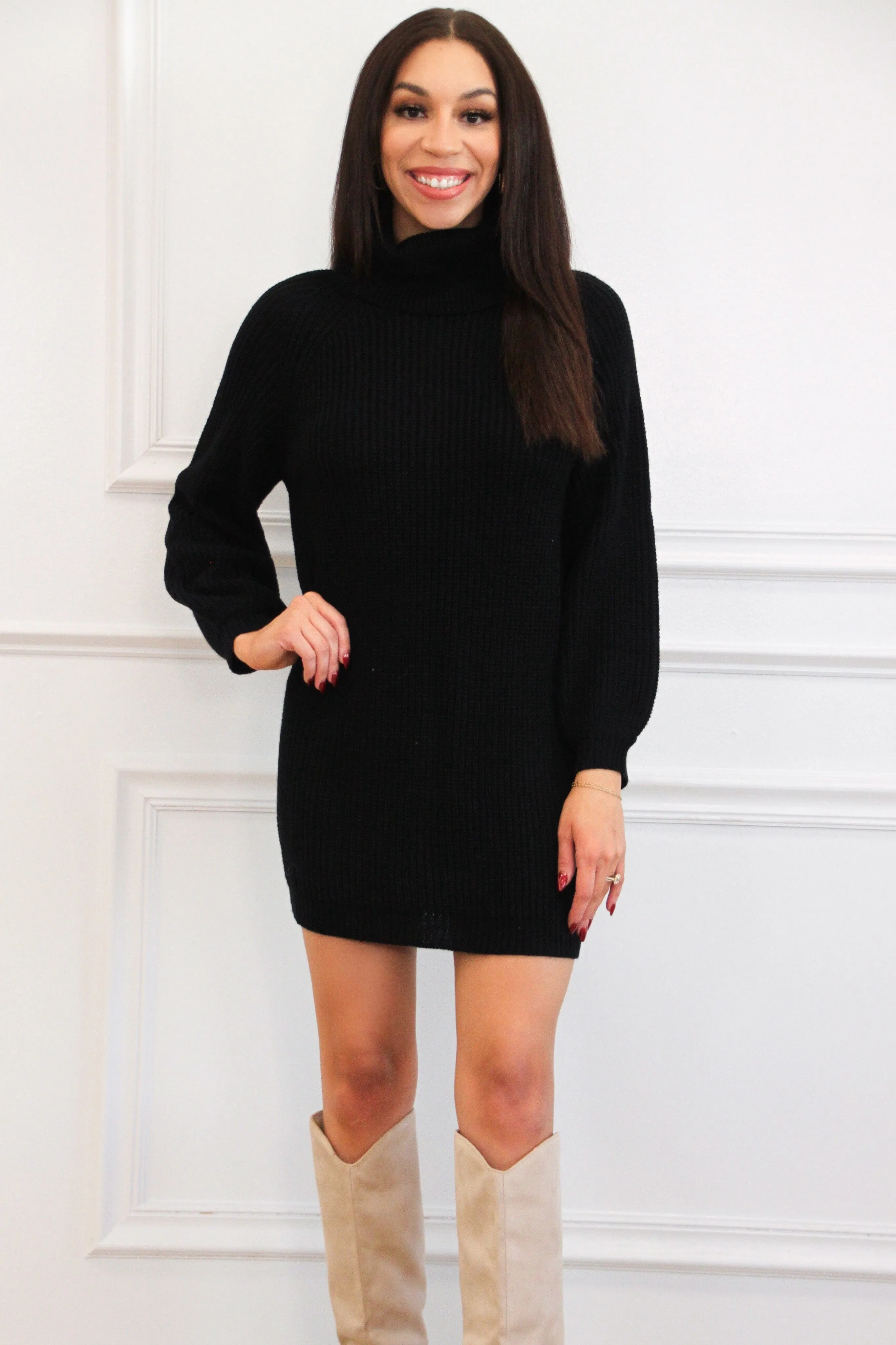 Mayci Turtleneck Sweater Dress: Black sold by Bella and Bloom product image thumbnail 2