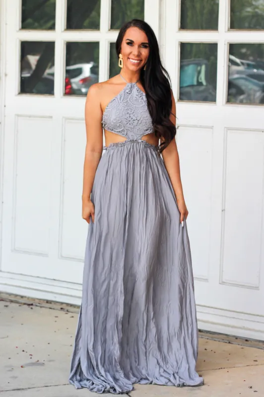 Love Someone Maxi Dress: Silver sold by Bella and Bloom