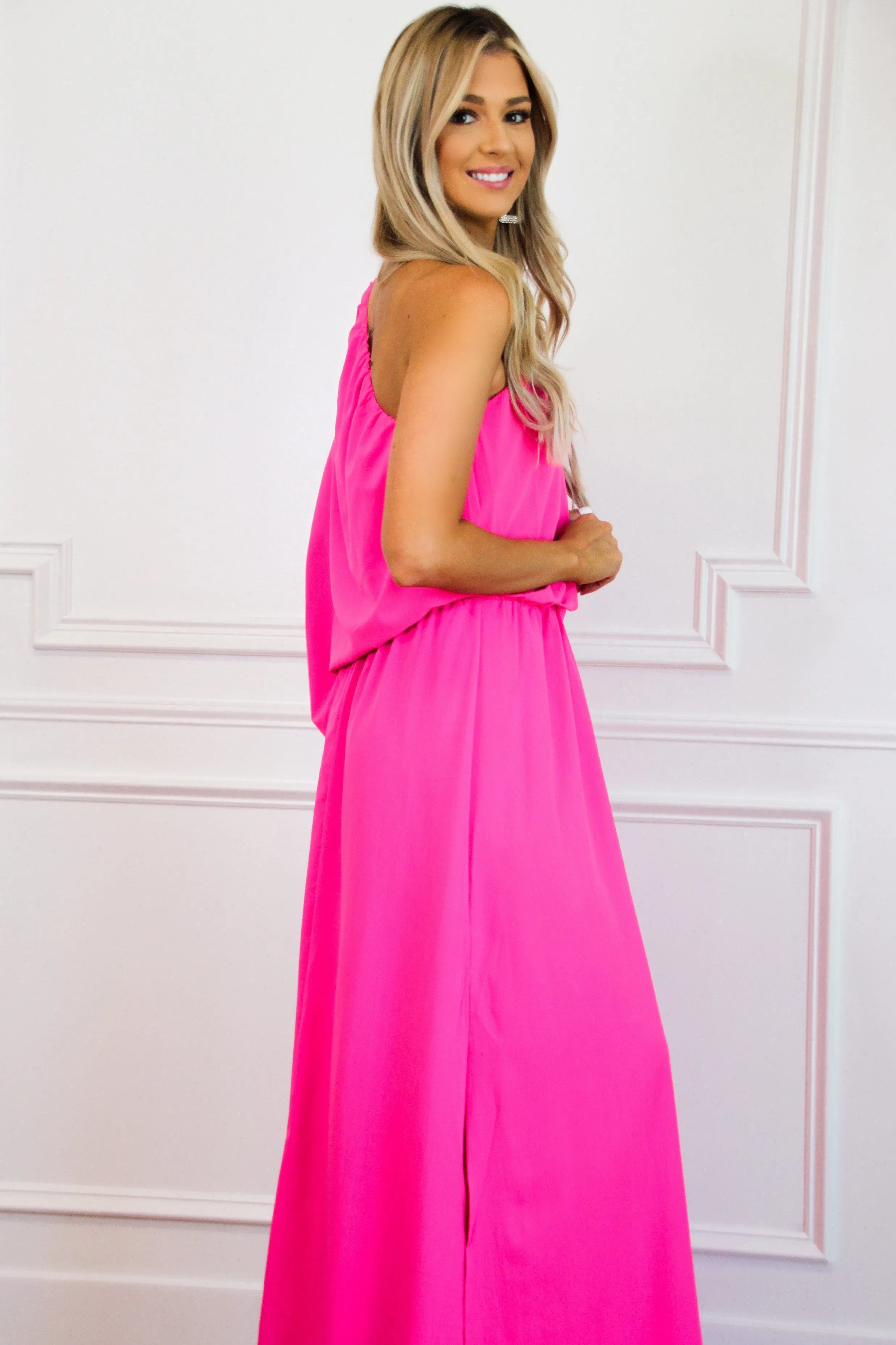 Don't Start Now Maxi Dress: Hot Pink sold by Bella and Bloom product image thumbnail 3
