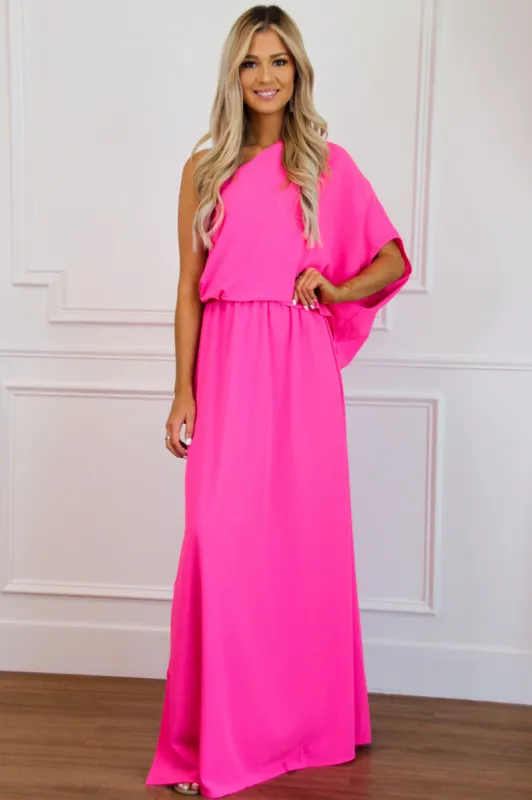 Don't Start Now Maxi Dress: Hot Pink sold by Bella and Bloom