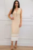 Sofia Sleeveless Ribbed Button Down Maxi Dress: Sand sold by Bella and Bloom