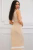 Sofia Sleeveless Ribbed Button Down Maxi Dress: Sand sold by Bella and Bloom