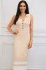 Sofia Sleeveless Ribbed Button Down Maxi Dress: Sand sold by Bella and Bloom