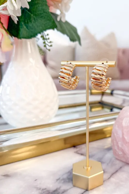 Uptown Girl Thick Hoop Earrings: Gold sold by Bella and Bloom