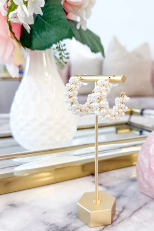 Pearl Cluster Hoop Earrings: Gold sold by Bella and Bloom