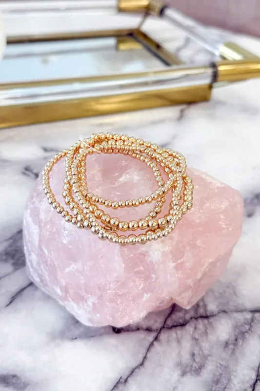 Classic Beaded Bracelet Set: Gold sold by Bella and Bloom