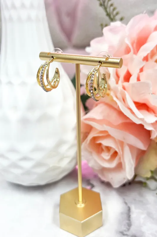 Harlow Tri Hoop Earrings: Gold sold by Bella and Bloom