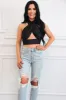 Kenzie Satin Halter Crop Top: Black sold by Bella and Bloom