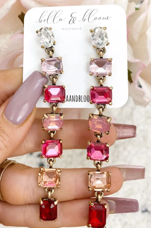 Ombré Dangle Earrings: Pink/Red Multi sold by Bella and Bloom