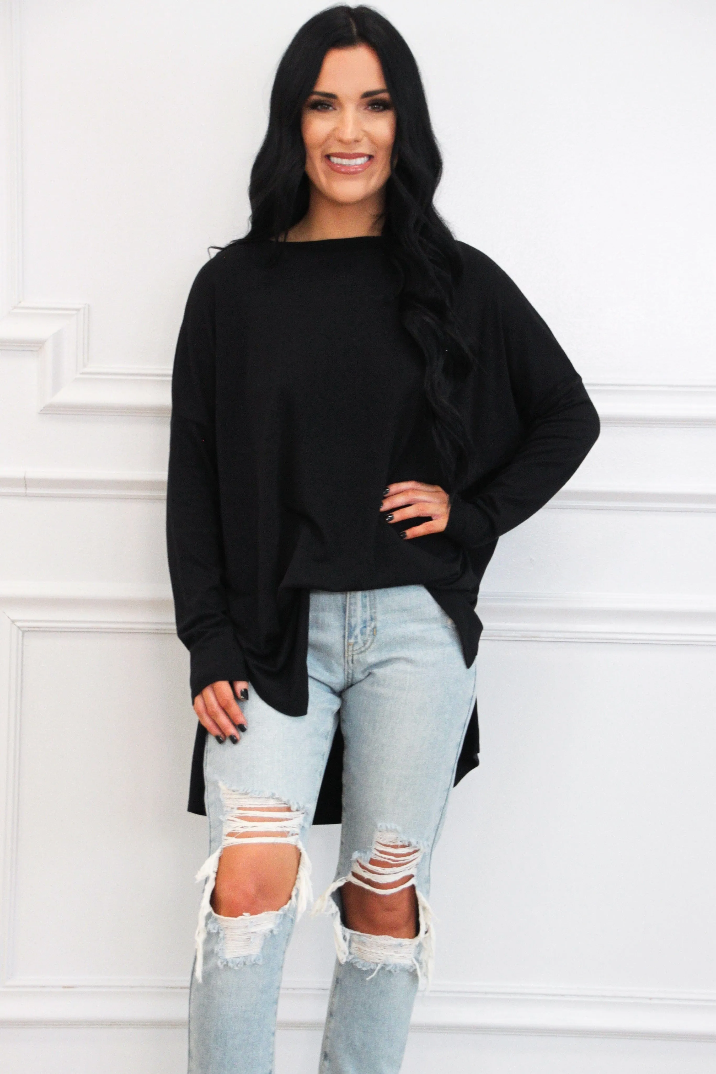Closet Basic Oversized Soft Top: Black sold by Bella and Bloom product image thumbnail 3