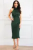 Soul Crush High Neck Satin Midi Dress: Hunter Green sold by Bella and Bloom
