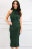 Soul Crush High Neck Satin Midi Dress: Hunter Green sold by Bella and Bloom