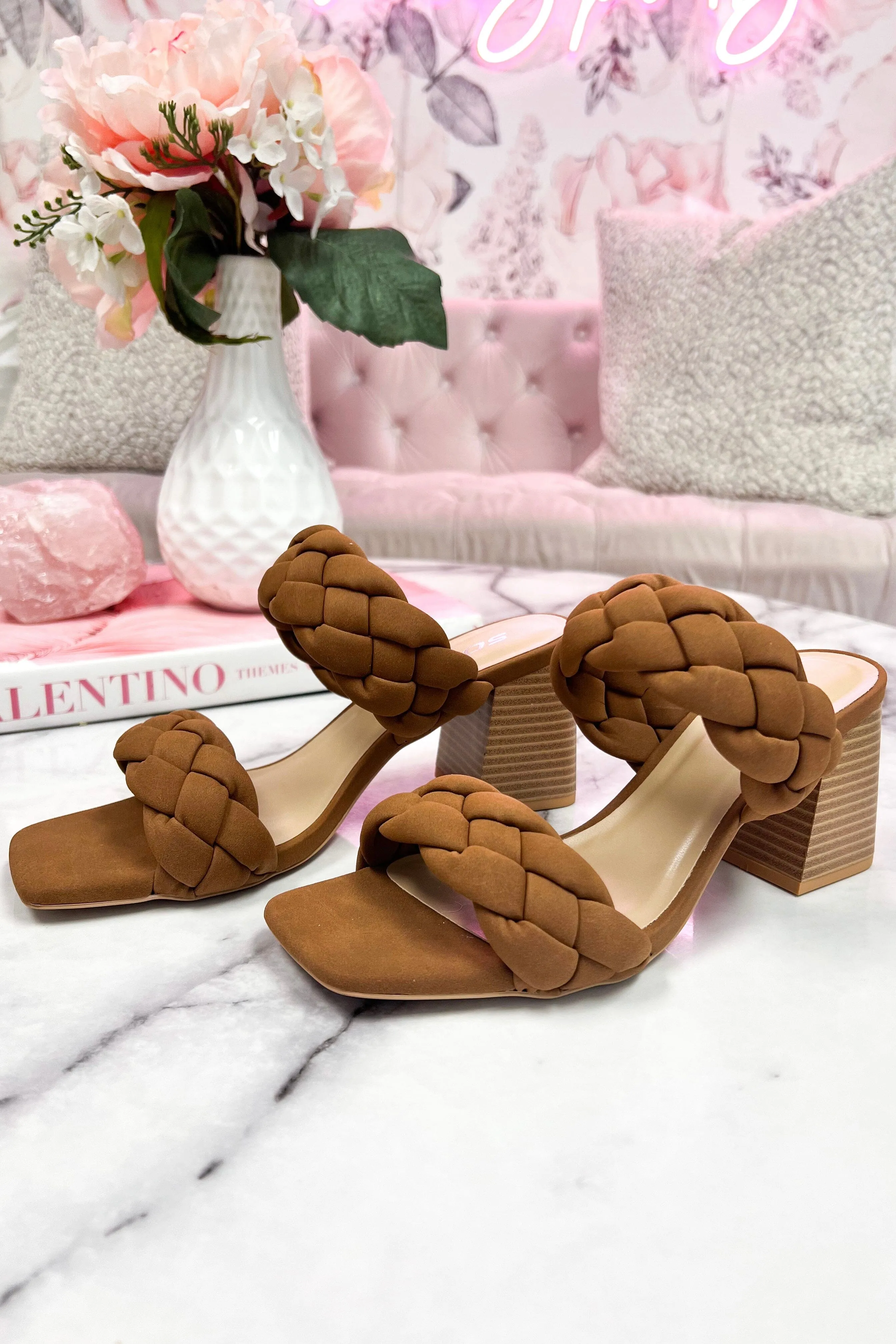 Buggy Braided Block Heels: Brown sold by Bella and Bloom