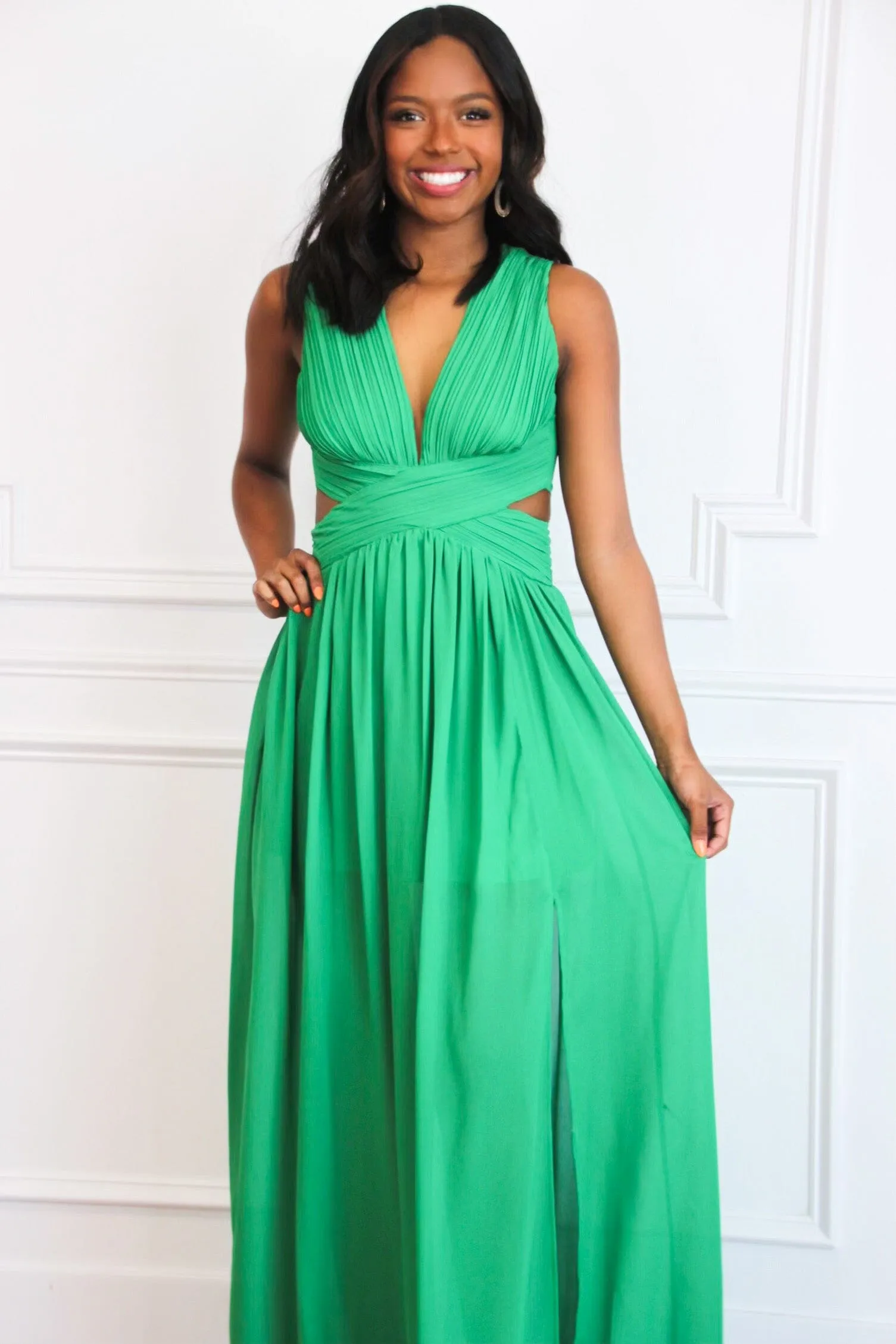 Gone With the Wind Cutout Maxi Dress: Kelly Green sold by Bella and Bloom product image thumbnail 2