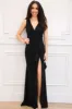 Benson V Neck Ruffle Maxi Dress: Black sold by Bella and Bloom