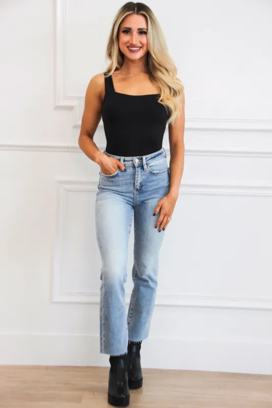 Adair Open Back Square Neck Bodysuit: Black sold by Bella and Bloom