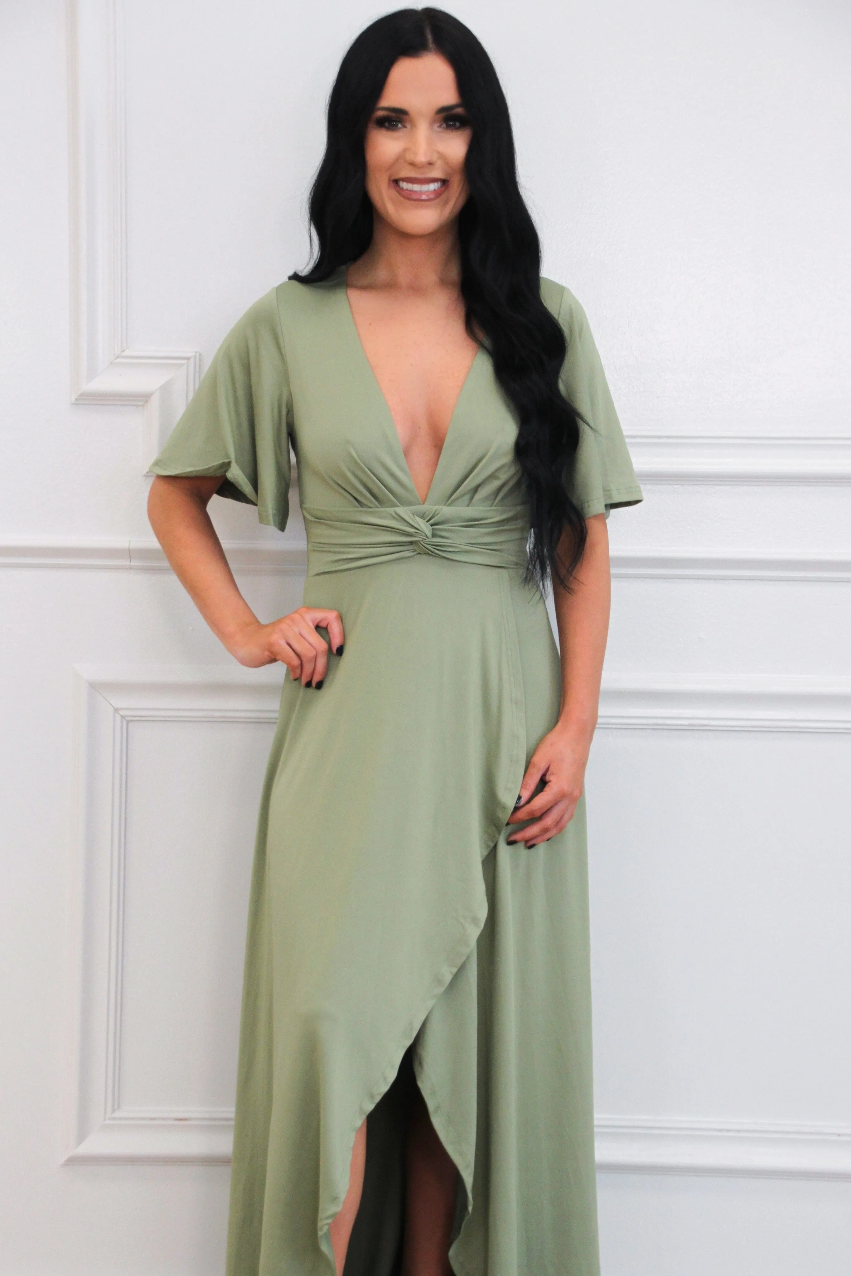 Who to Love Maxi Dress: Sage sold by Bella and Bloom product image thumbnail 2