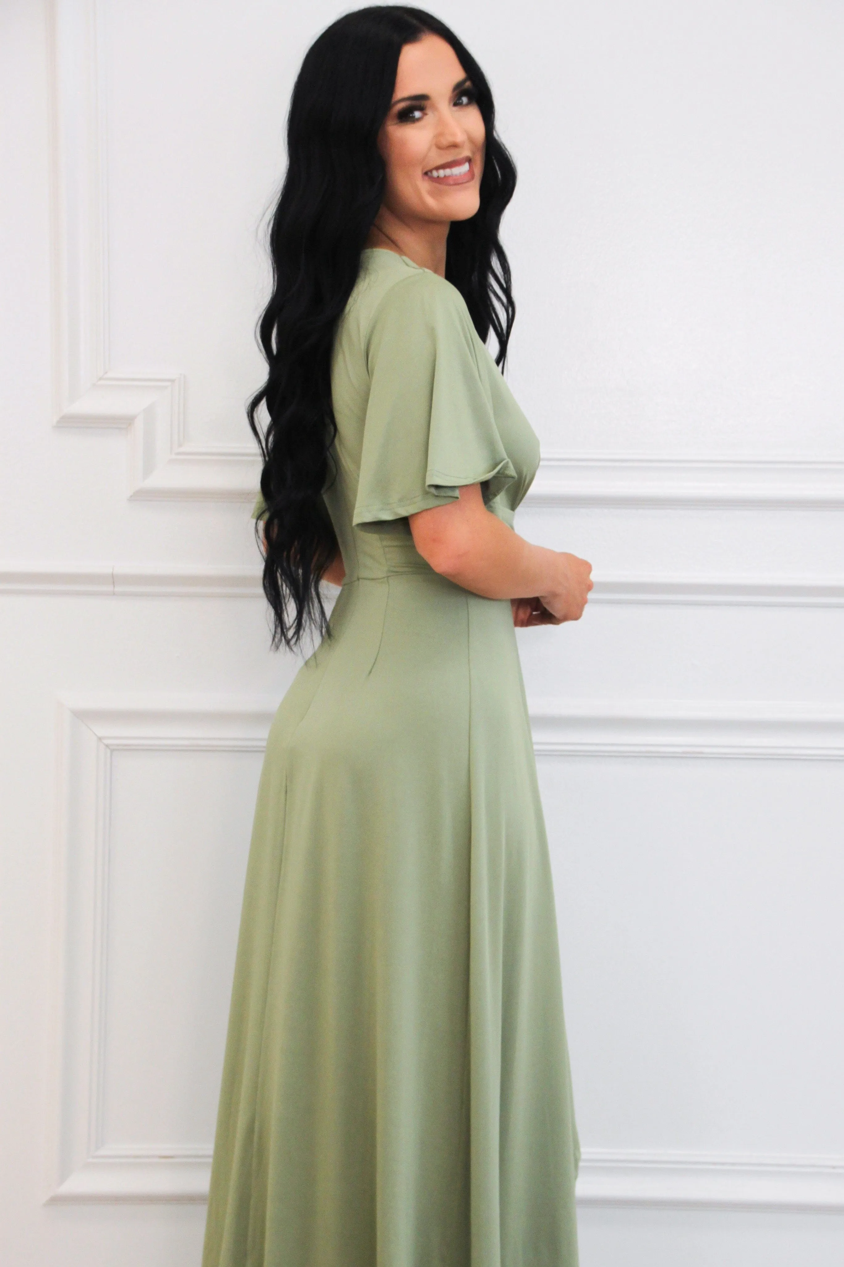 Who to Love Maxi Dress: Sage sold by Bella and Bloom product image thumbnail 3