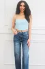 Frankie Strapless Bustier Crop Top: Light Blue sold by Bella and Bloom