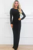 Bright Eyes Rhinestone Slit Maxi Dress: Black sold by Bella and Bloom