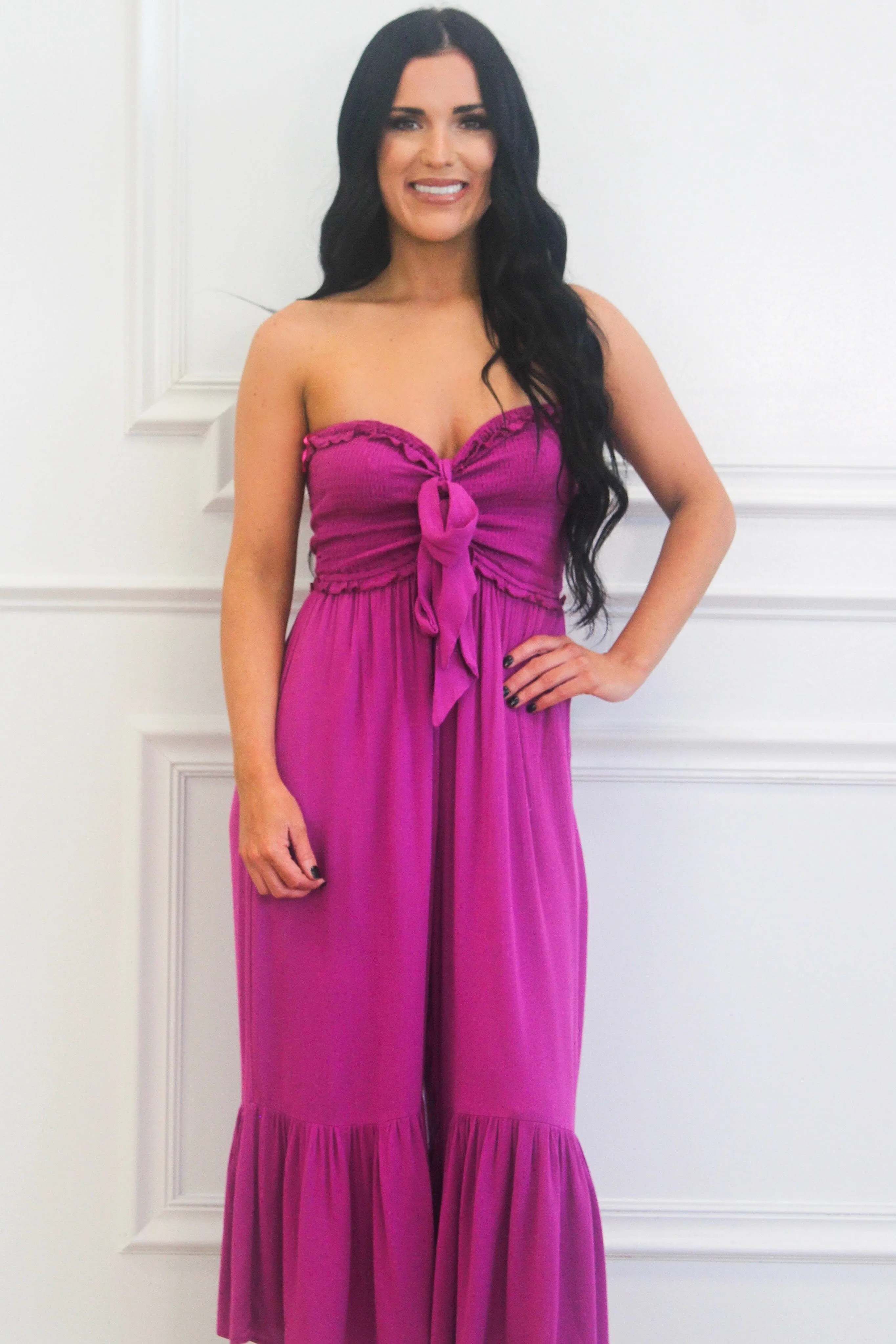 Happy Place Smocked Jumpsuit: Orchid sold by Bella and Bloom product image thumbnail 2