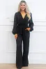 Hattie V Neck Satin Jumpsuit: Black sold by Bella and Bloom