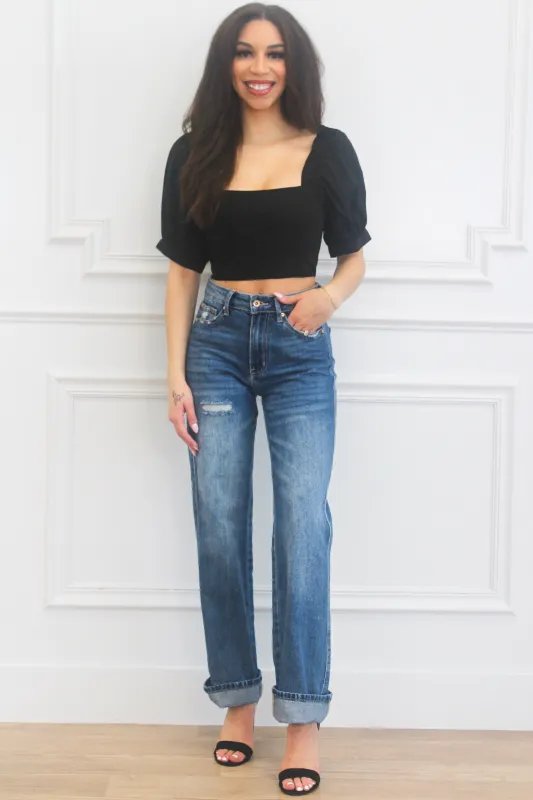 Dani Square Neck Bustier Crop Top: Black sold by Bella and Bloom