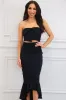 Brayley Strapless Cutout Bow Ruffle Midi Dress: Dark Navy sold by Bella and Bloom