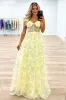 Field of Daisies Floral Bustier Maxi Dress: Yellow sold by Bella and Bloom