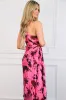 Novelle One Shoulder Pleated Floral Asymmetrical Maxi Dress: Rose Pink sold by Bella and Bloom