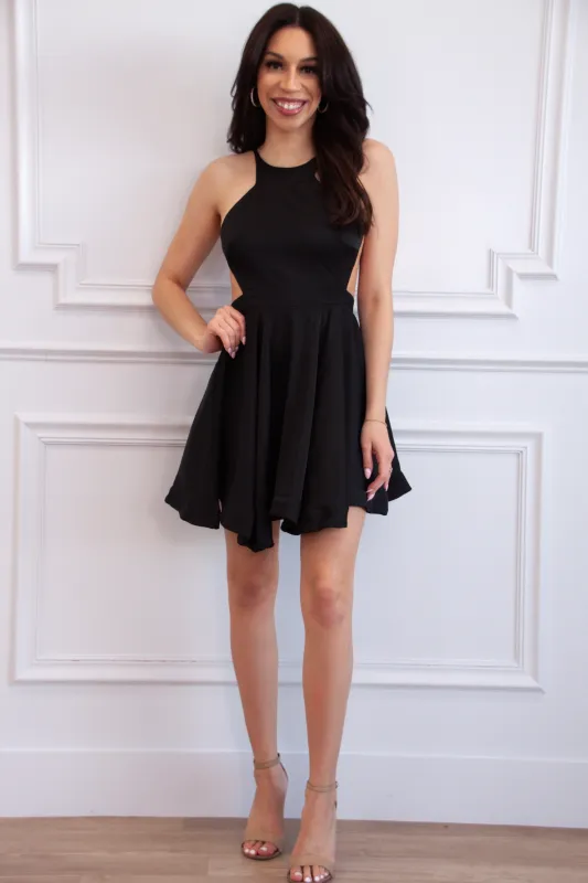 In My Arms Open Back Dress: Black sold by Bella and Bloom