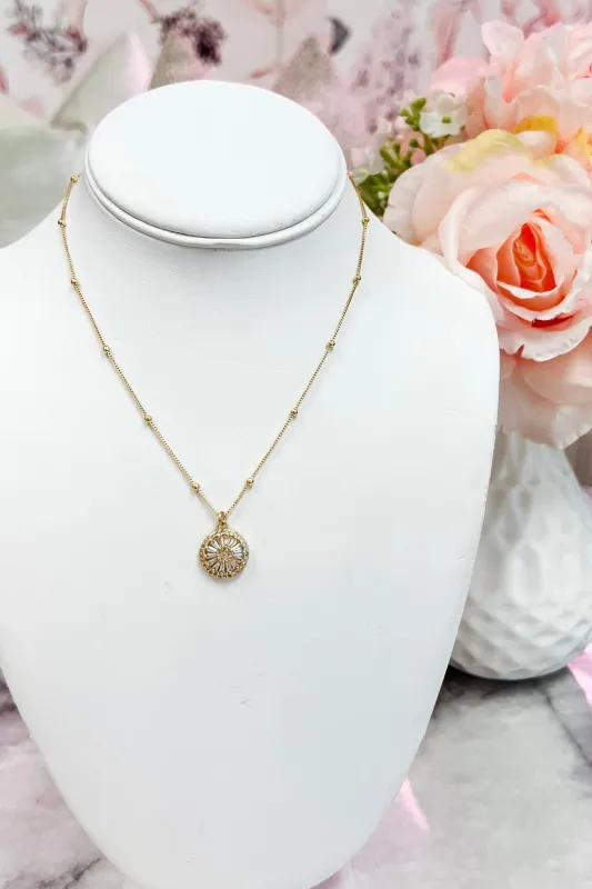 Sunny Medallion Pendant Necklace - TAYLOR SHAYE: Gold sold by Bella and Bloom