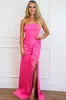 Kendal Strapless Ruffle Maxi Dress: Bright Pink sold by Bella and Bloom
