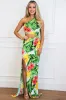 Ava Cutout One Shoulder Maxi Dress: White/Green/Yellow FLORAL sold by Bella and Bloom