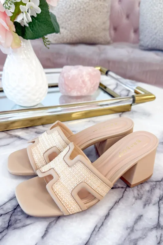 Bobbie H Block Heel Sandals: Natural Nude sold by Bella and Bloom