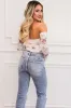 Kyia Off Shoulder Lace Floral Bodysuit: White/Blush sold by Bella and Bloom