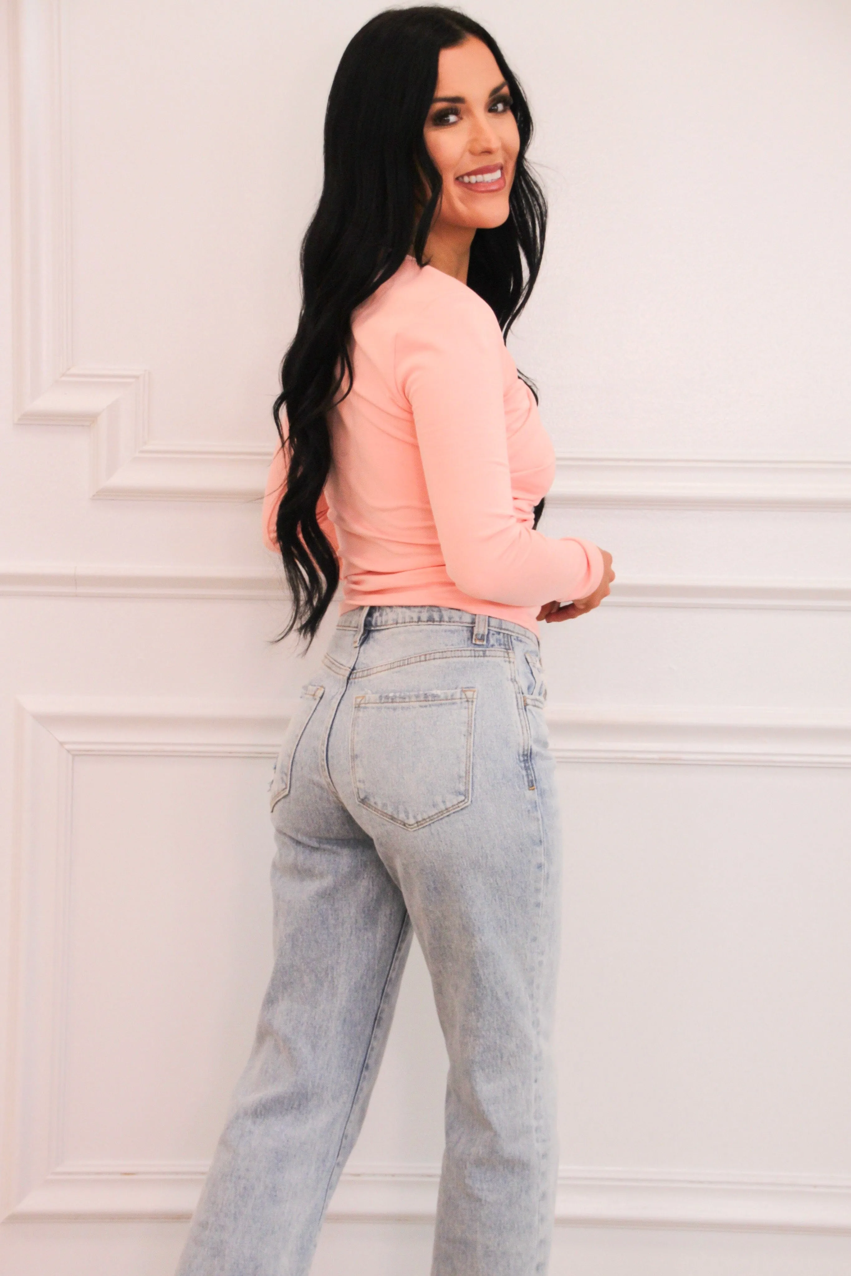 Elevated Basic Asymmetrical Gold Ring Top: Light Pink sold by Bella and Bloom product image thumbnail 4